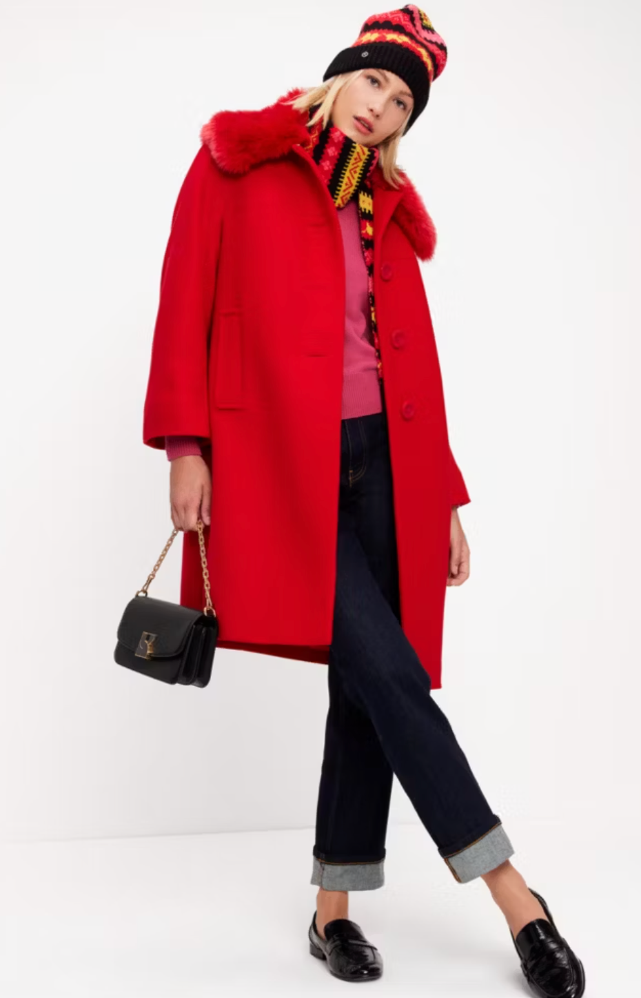 Kate Spade Faux Fur Wool Coat size 14