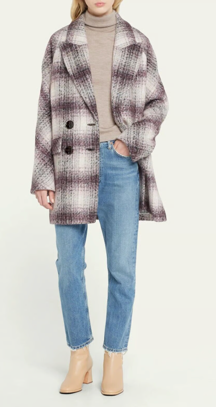 Veronica Beard Deena Dickey Plaid Coat size M