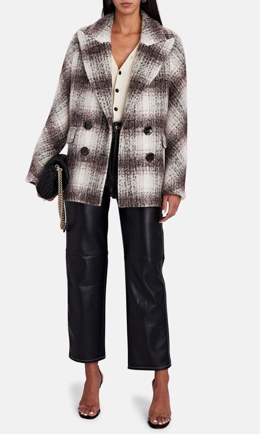 Veronica Beard Deena Dickey Plaid Coat size M