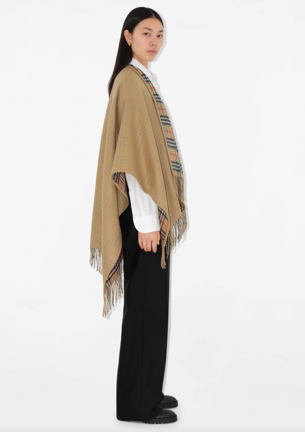 Burberry Reversible Check Wool Cape ONE SIZE