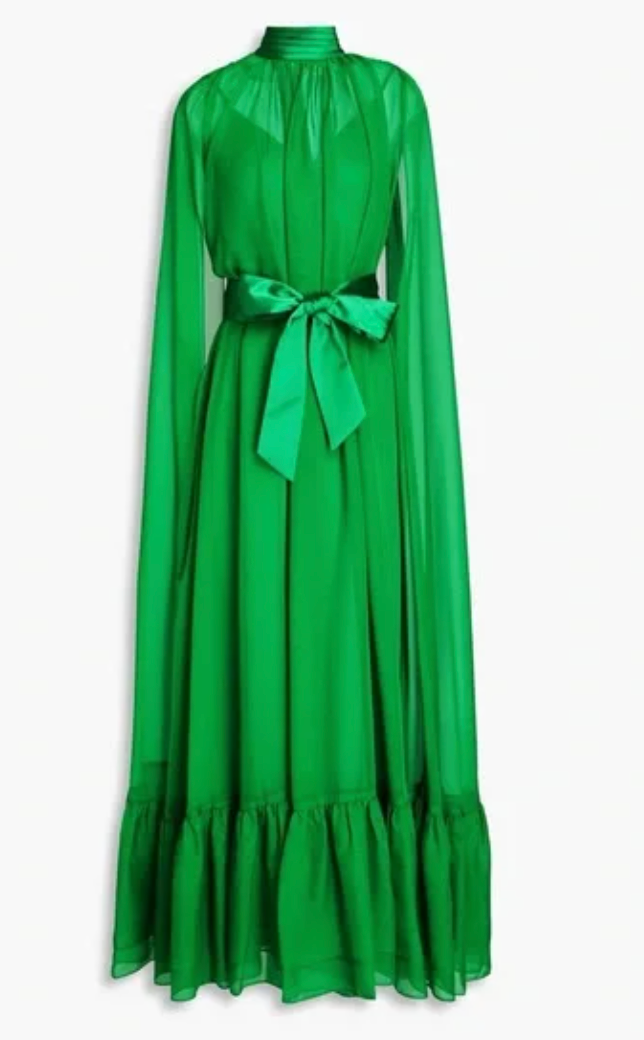 Alice and Olivia Lanelle Maxi Cape Dress in Chiffon size M