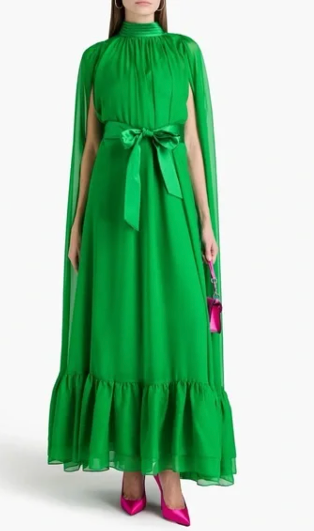 Alice and Olivia Lanelle Maxi Cape Dress in Chiffon size M
