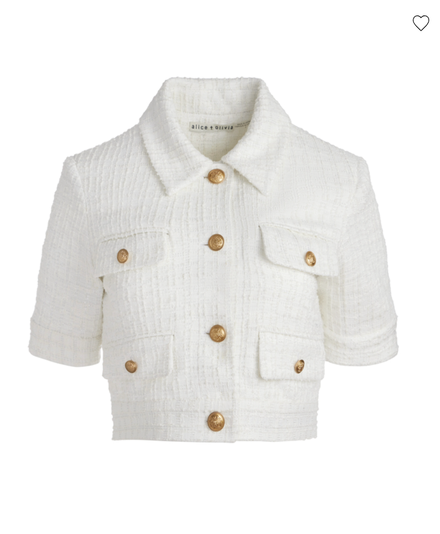 Alice and Olivia Elle Tweed Jacket Off White size 4