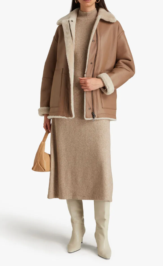 Vince Reversible Lamb Shearling Plush Jacket size L