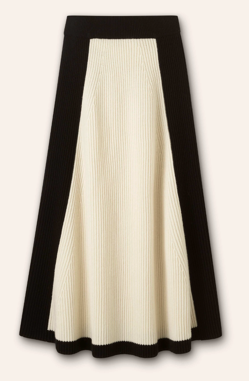 Me+Em Contrast Panel Wool Cashmere Blend Midi Skirt size XS