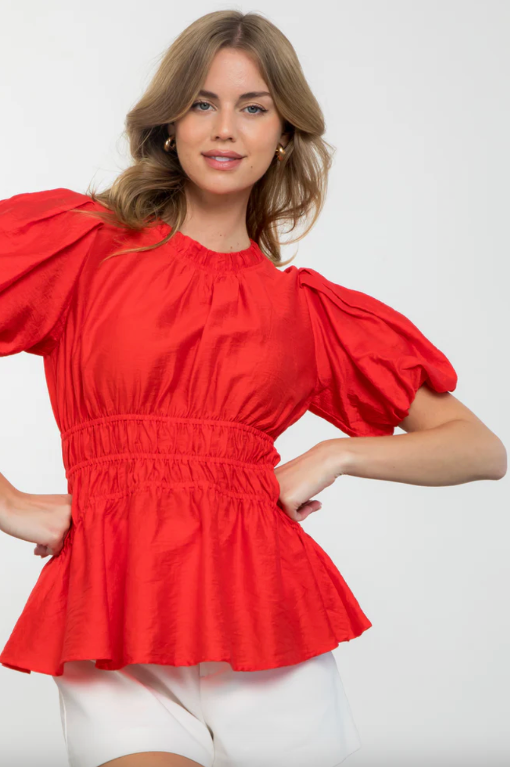 THML Red Puff Sleeve Top size XS