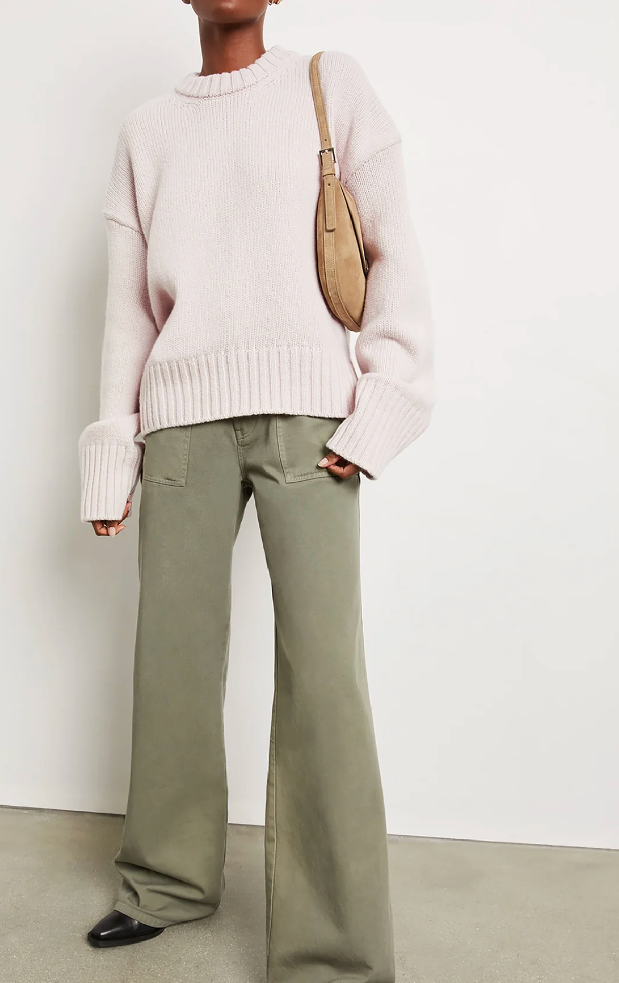 Goop Gwyn Theo Crewneck Rounded Sweater in Lavender size M