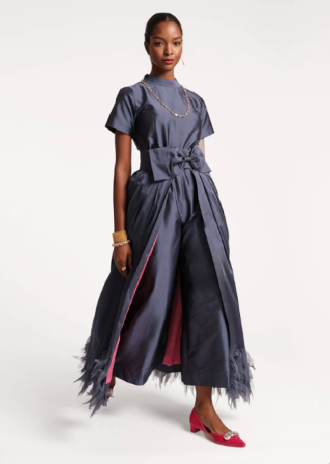 Frances Valentine Jody Jumpsuit Feather Fringe - Emerald size 4