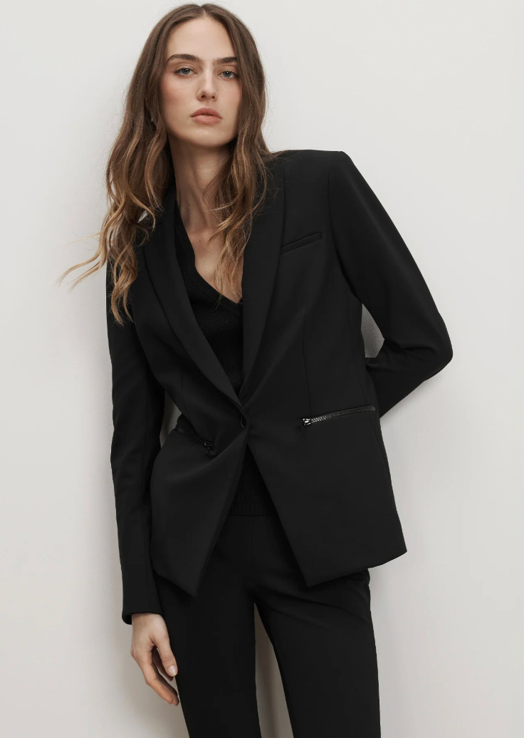 Veronica Bead Scuba Dicky Blazer Black size 6