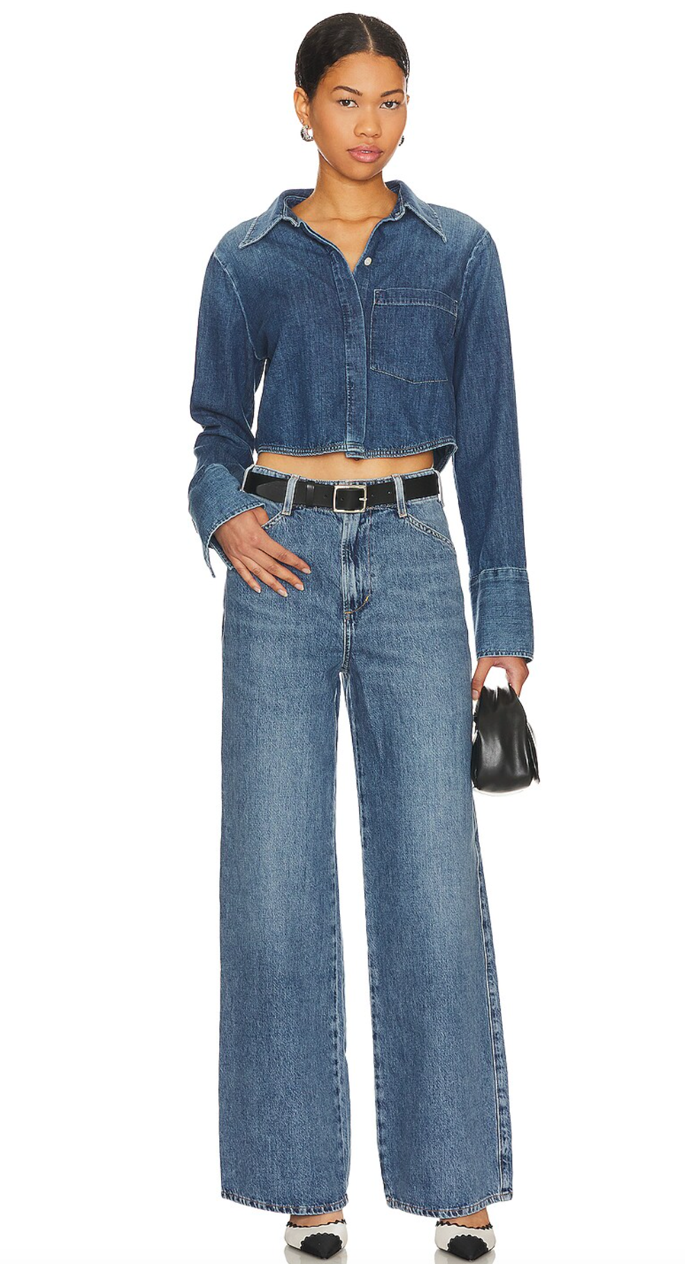 Citizens of Humanity Blue Bea Denim Cropped Shirt size L