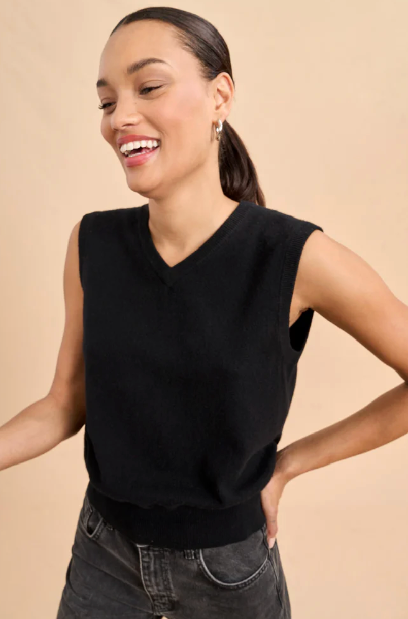 La Ligne Cashmere Liam Black Vest size S