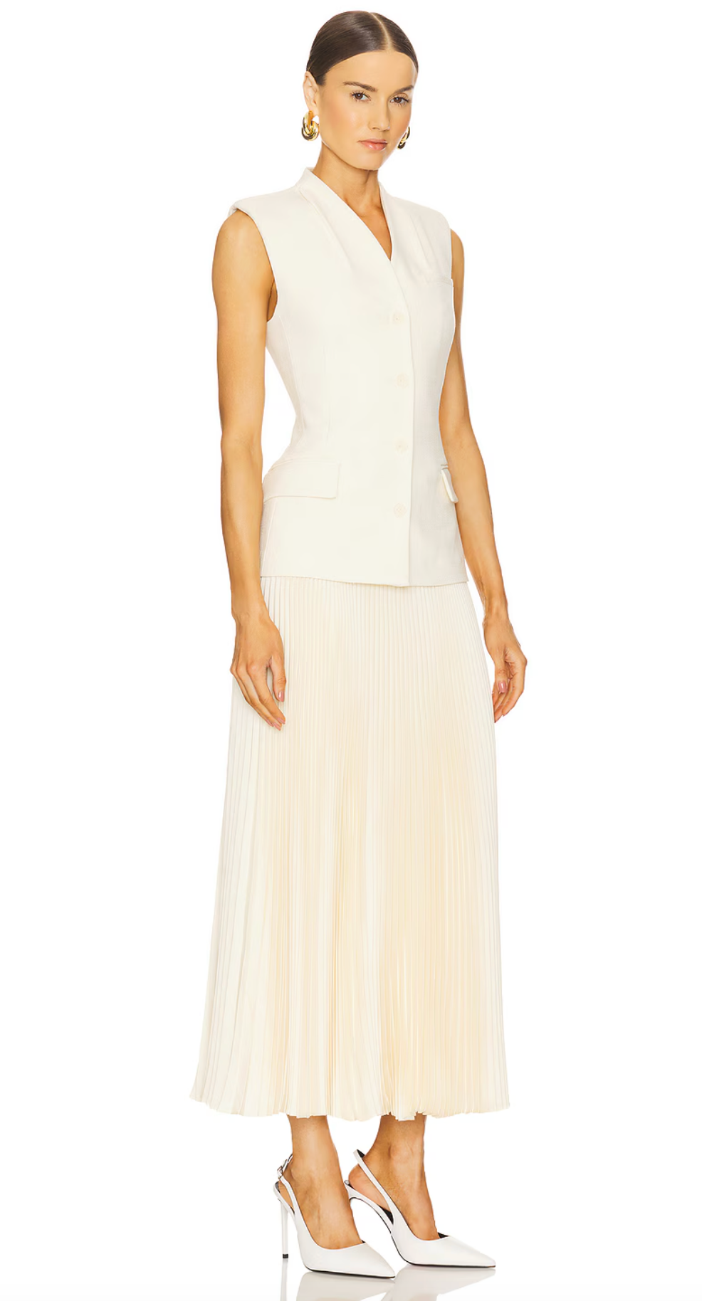 Simkhai White Georgina Sleeveless Vest Midi Dress size 6