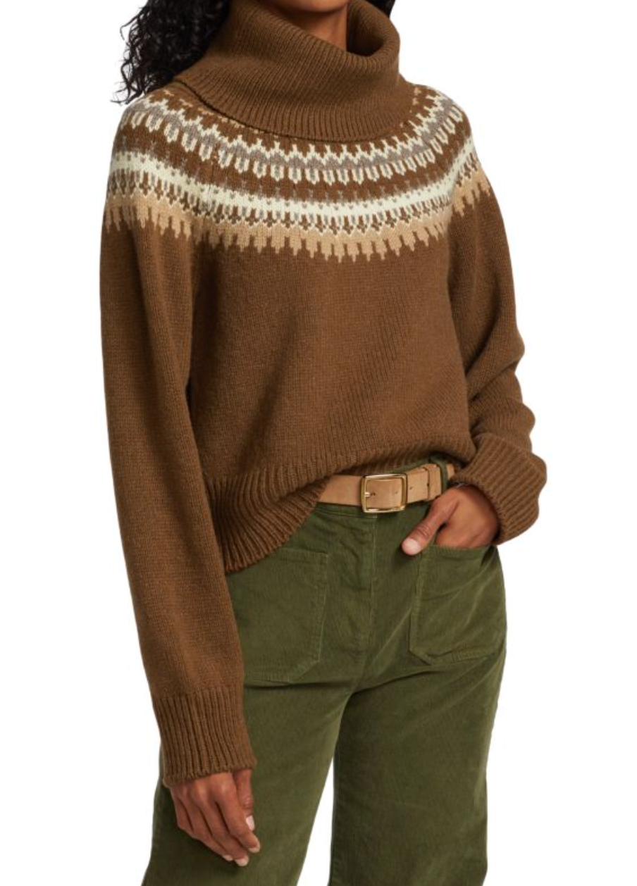 Nili Lotan Alesander Fair-Isle Turtleneck Sweater size XS