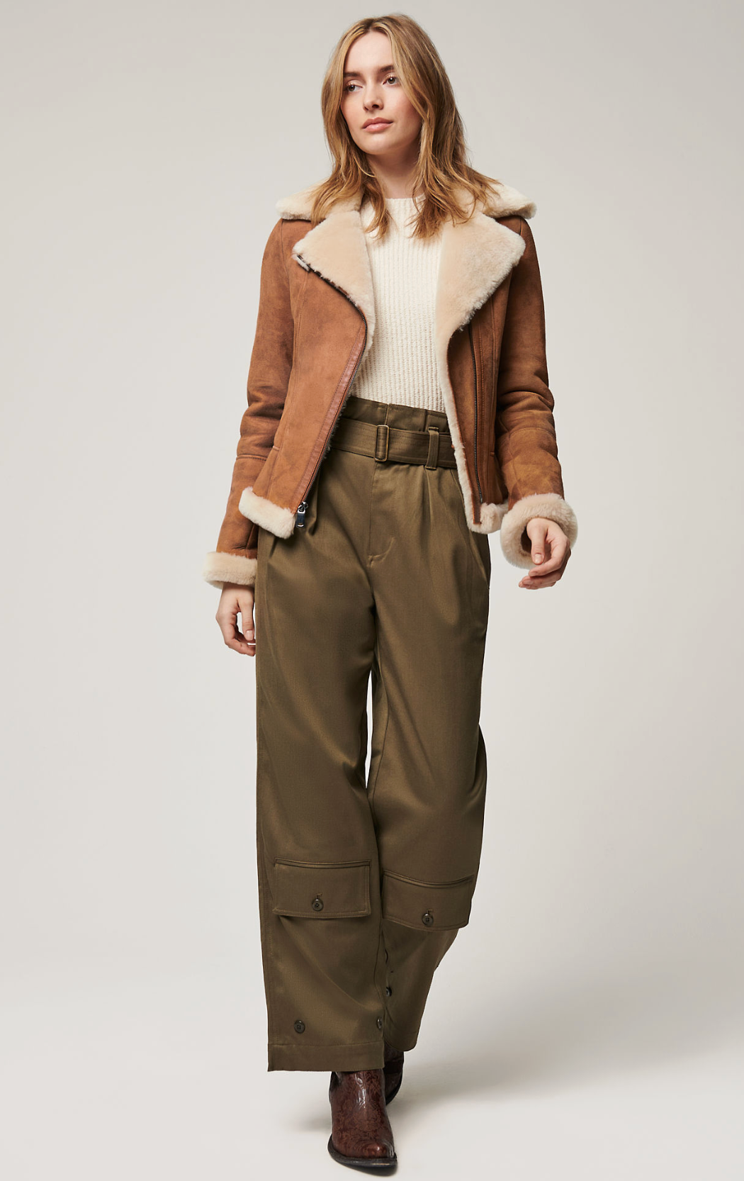 Overland Sonia Sheepskin Moto Jacket size S