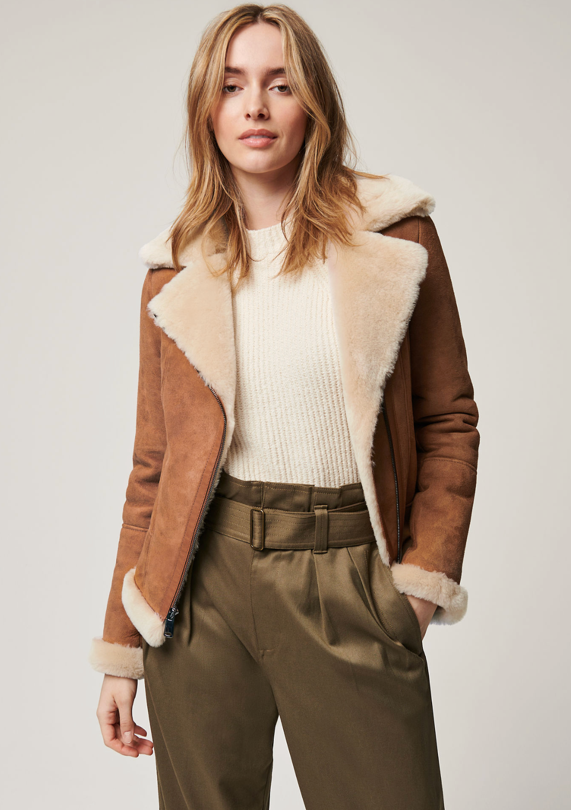 Overland Sonia Sheepskin Moto Jacket size S