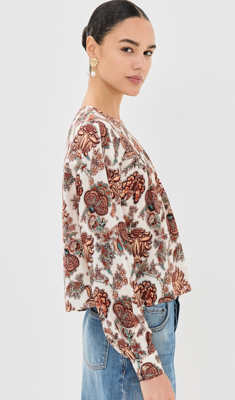 Ulla Johnson Esen Long Sleeve Blouse In Freesia In Brown size 2