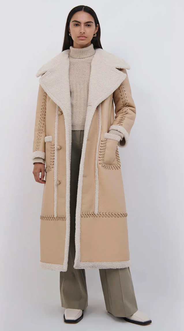 Simkhai Windsor Vegan Sherpa Biker Coat size XS