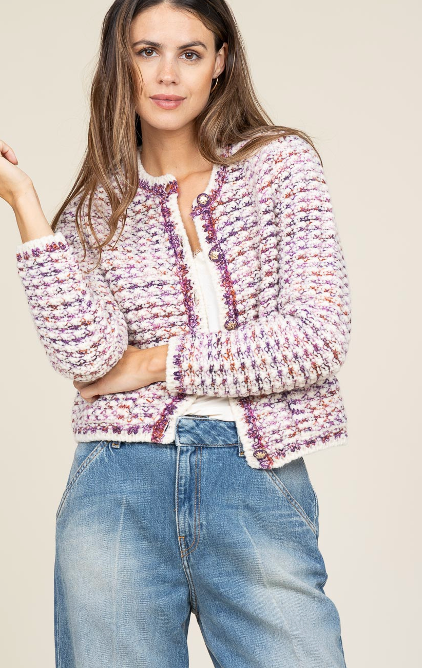 Ba&sh Short Knit Cardigan in Beloni Ecru size S
