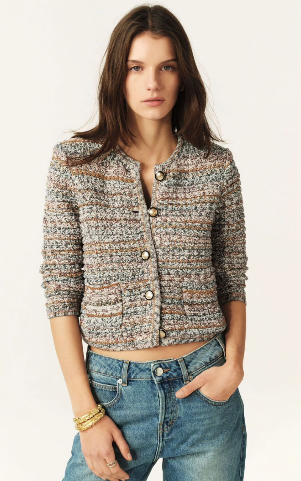 Ba&sh Guspa Short Knit Cardigan size S