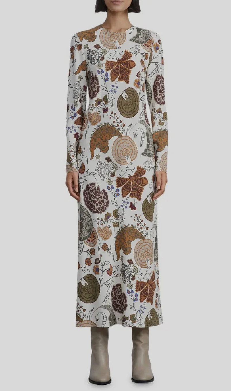 Lafayette 148 Ivory Bohemia Bloom A-Line Midi Dress size 14