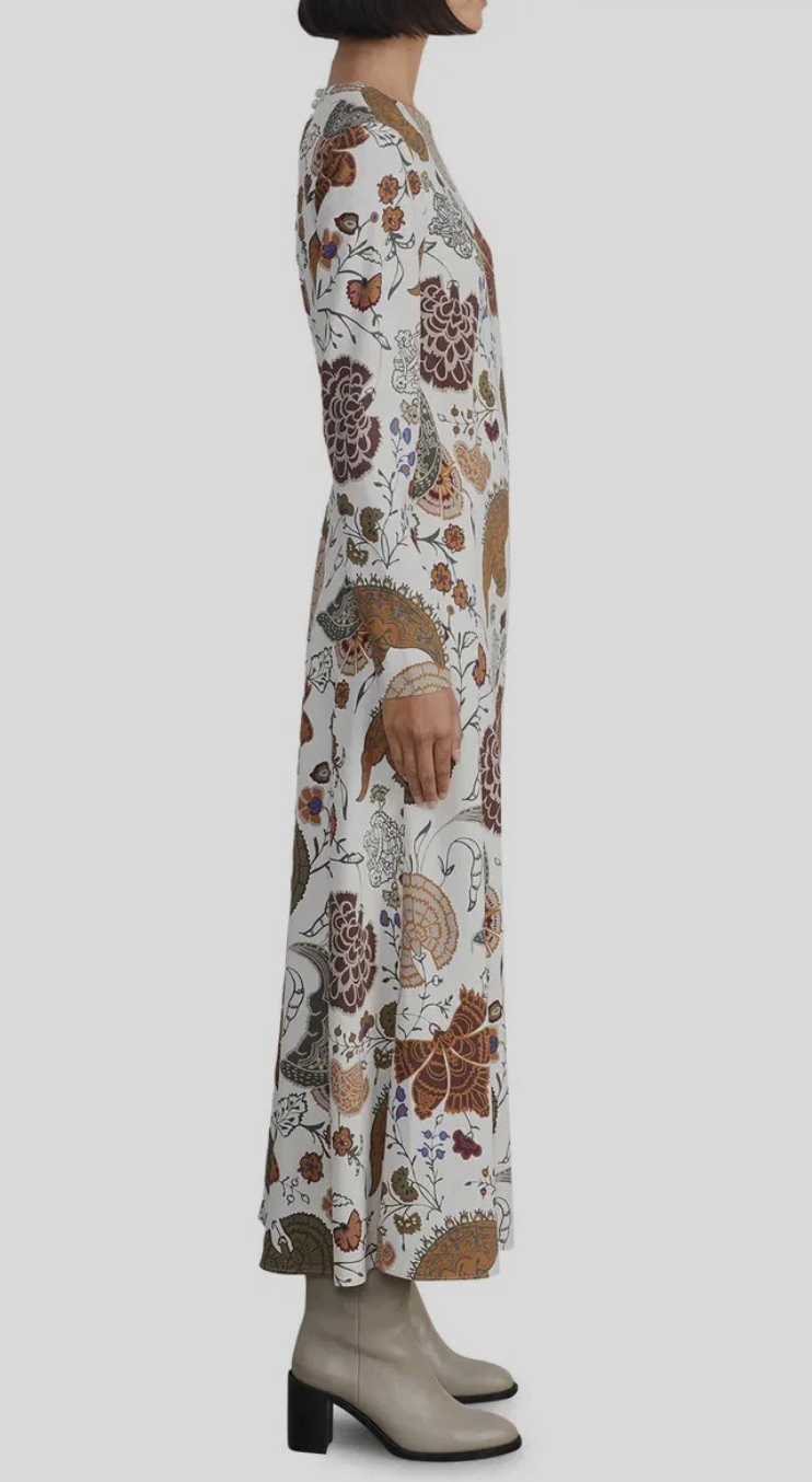 Lafayette 148 Ivory Bohemia Bloom A-Line Midi Dress size 14