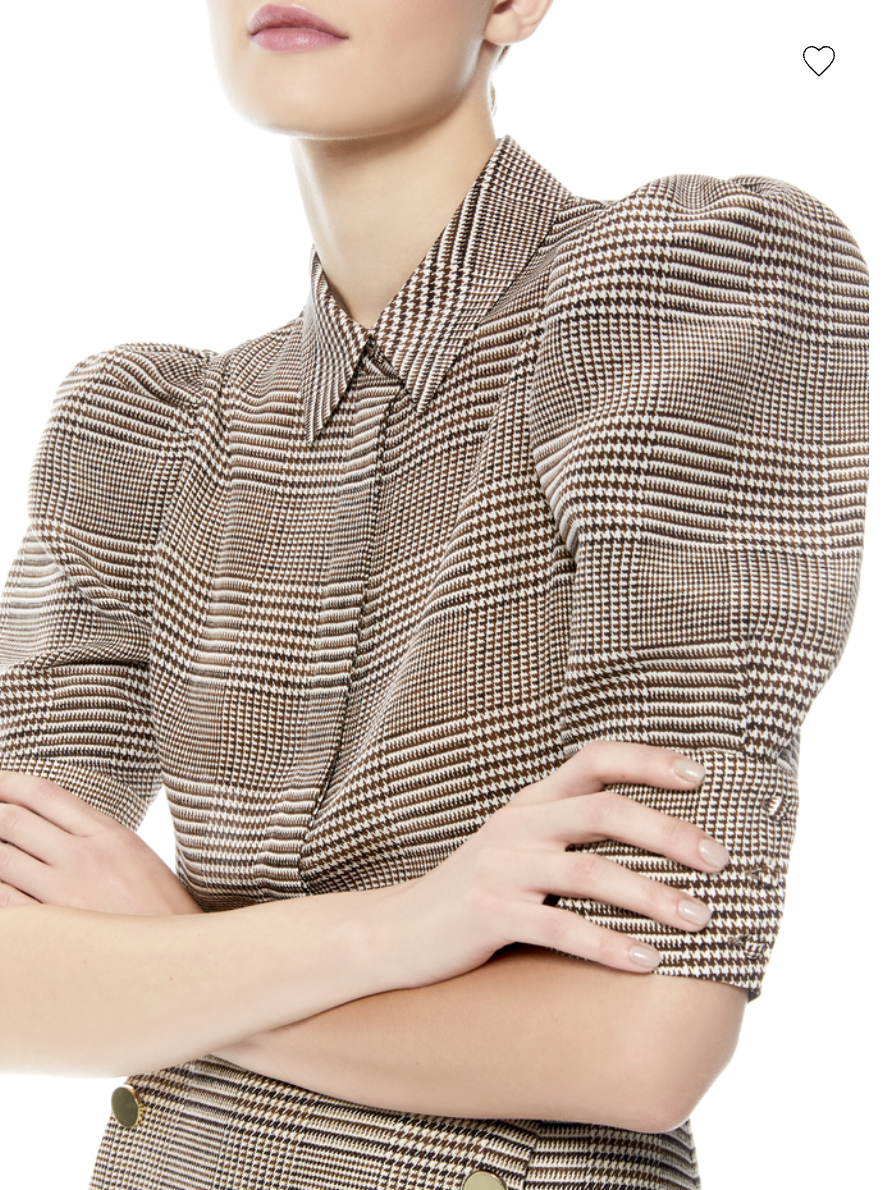 Alice and Olivia Willa Silk Top in Plaid size L