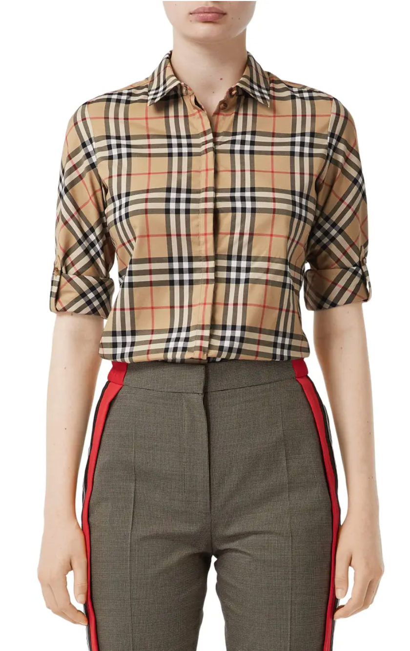 Burberry Vintage Check Stretch Cotton Twill Shirt size 4
