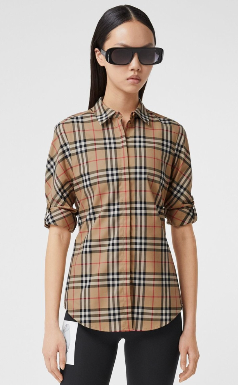 Burberry Vintage Check Stretch Cotton Twill Shirt size 4