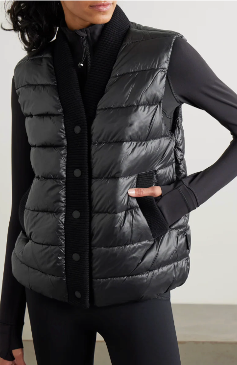 Varley Colwyn Combo Ribbed-Knit Trim Quilted Vest size L