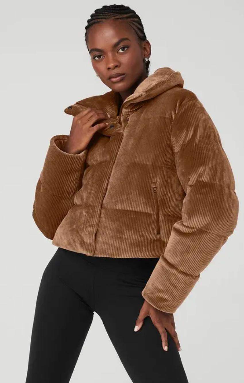 Alo Ribbed Velour Gold Rush Puffer Jacket size M