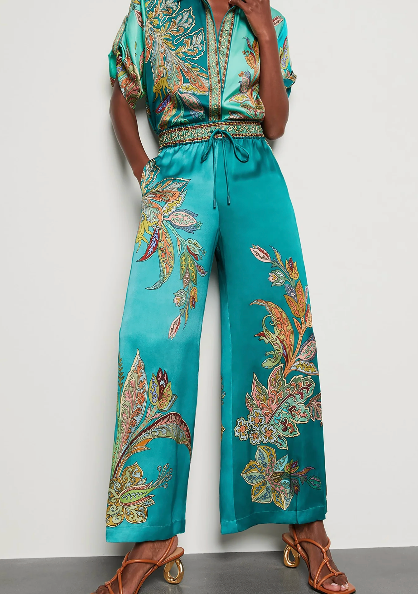 Alemais Franca Drawstring Pants in Silk Satin size US 2