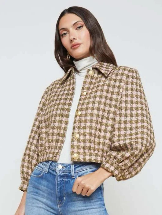 L'Agence Bridges Tweed Cropped Jacket size 6