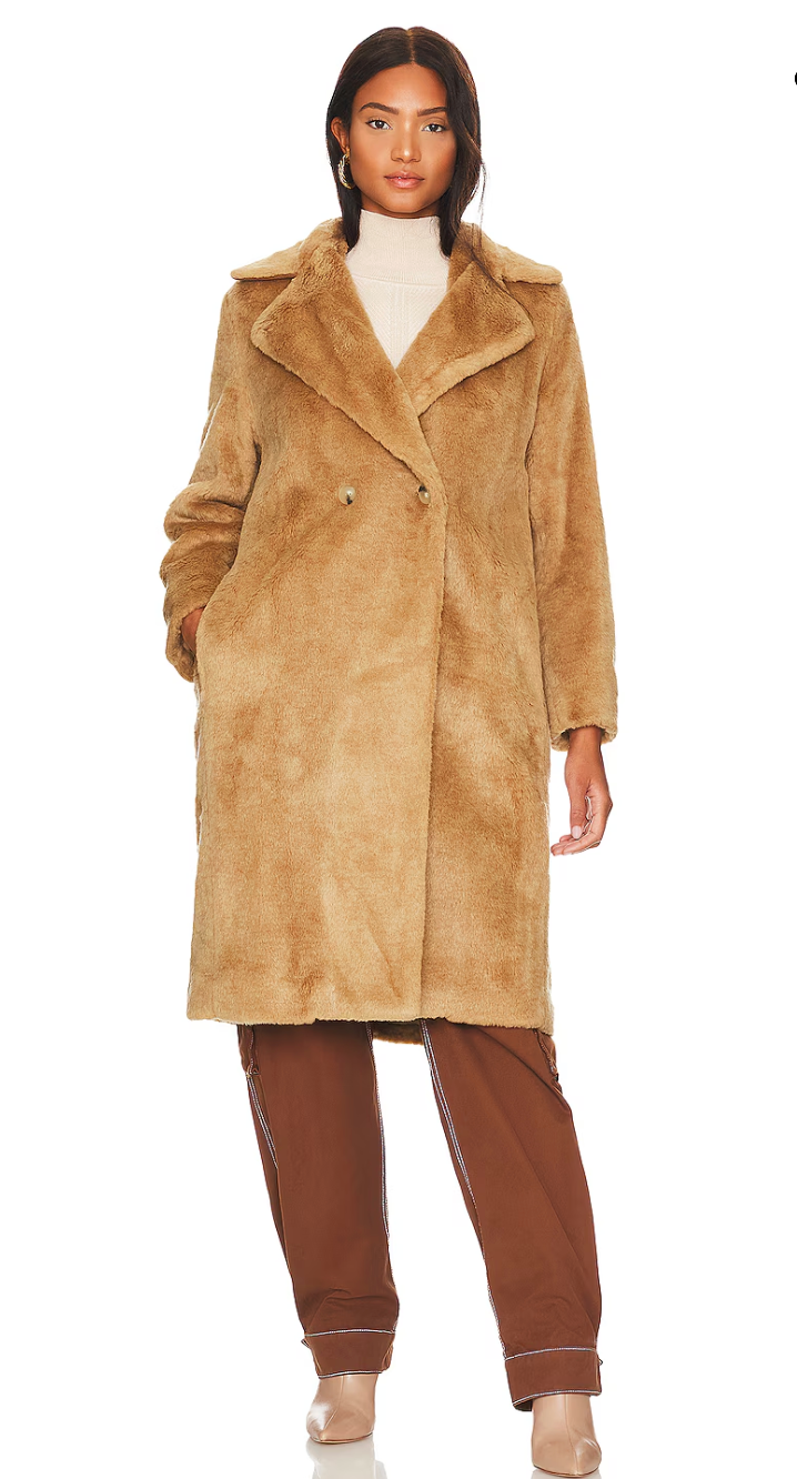 Vince Faux Shearling Coat in Sand Shell size S
