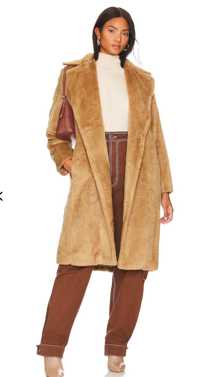 Vince Faux Shearling Coat in Sand Shell size S