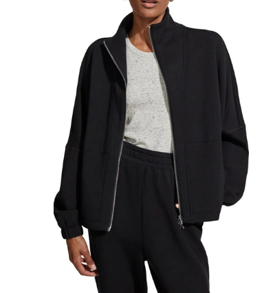 Varley Ashbury Front-zip Sweat Jacket In Black size S