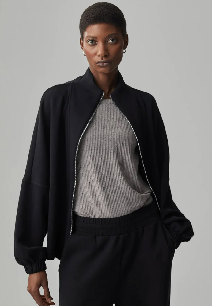 Varley Ashbury Front-zip Sweat Jacket In Black size S