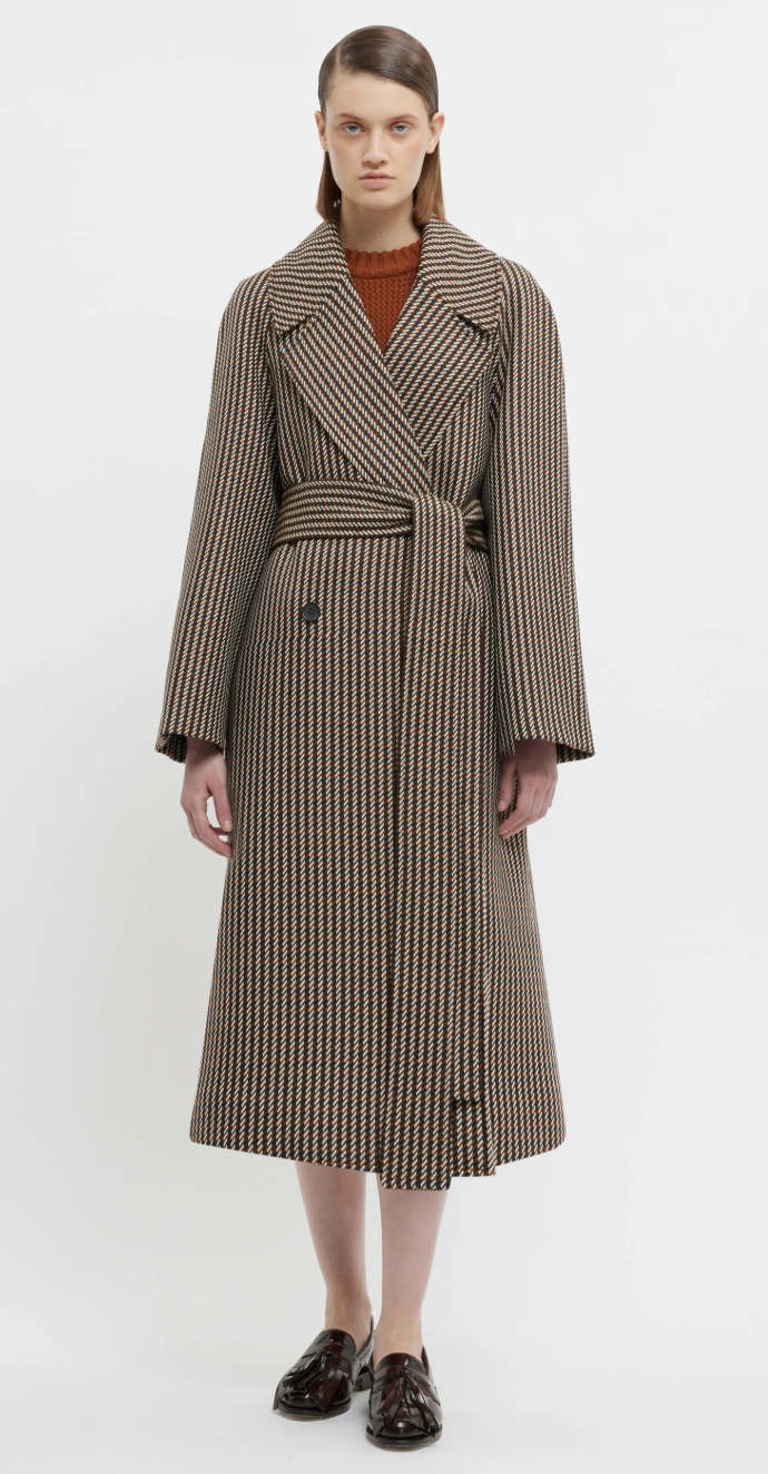 Emilia Wickstead Lilabet Coat in Tan and Ivory Merino Shetland size S