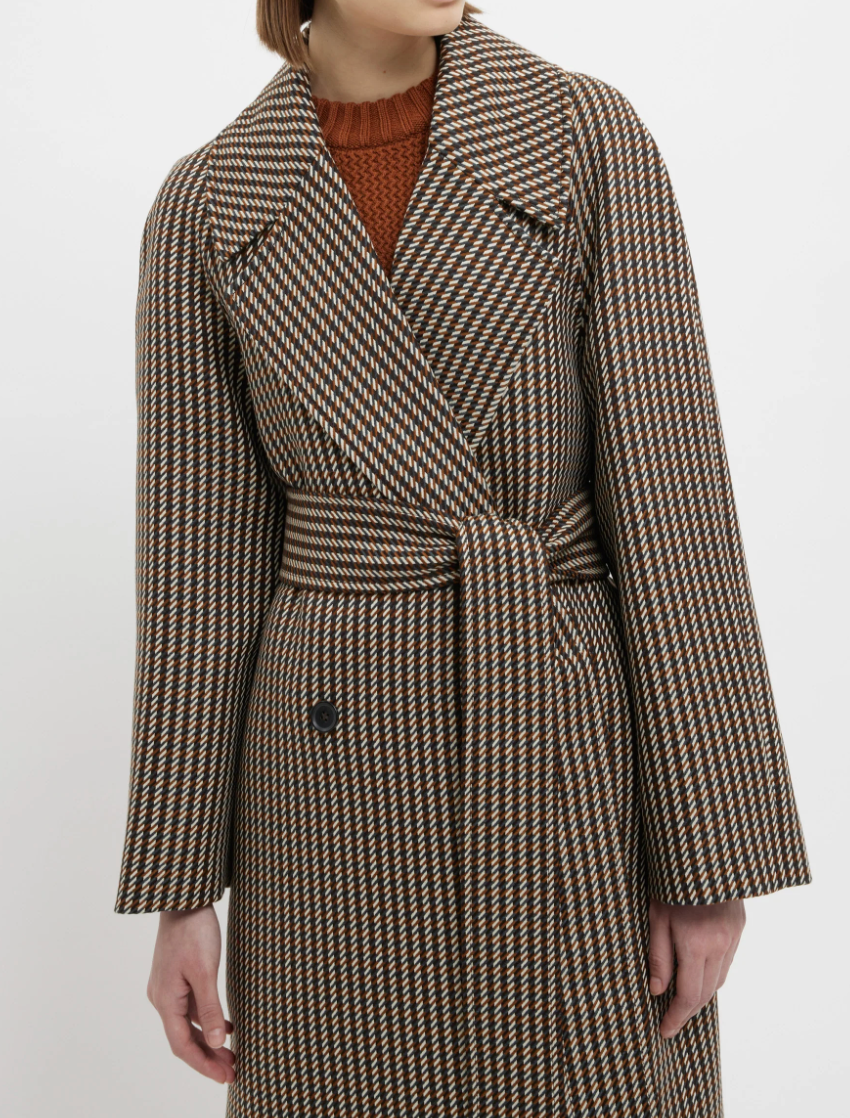 Emilia Wickstead Lilabet Coat in Tan and Ivory Merino Shetland size S