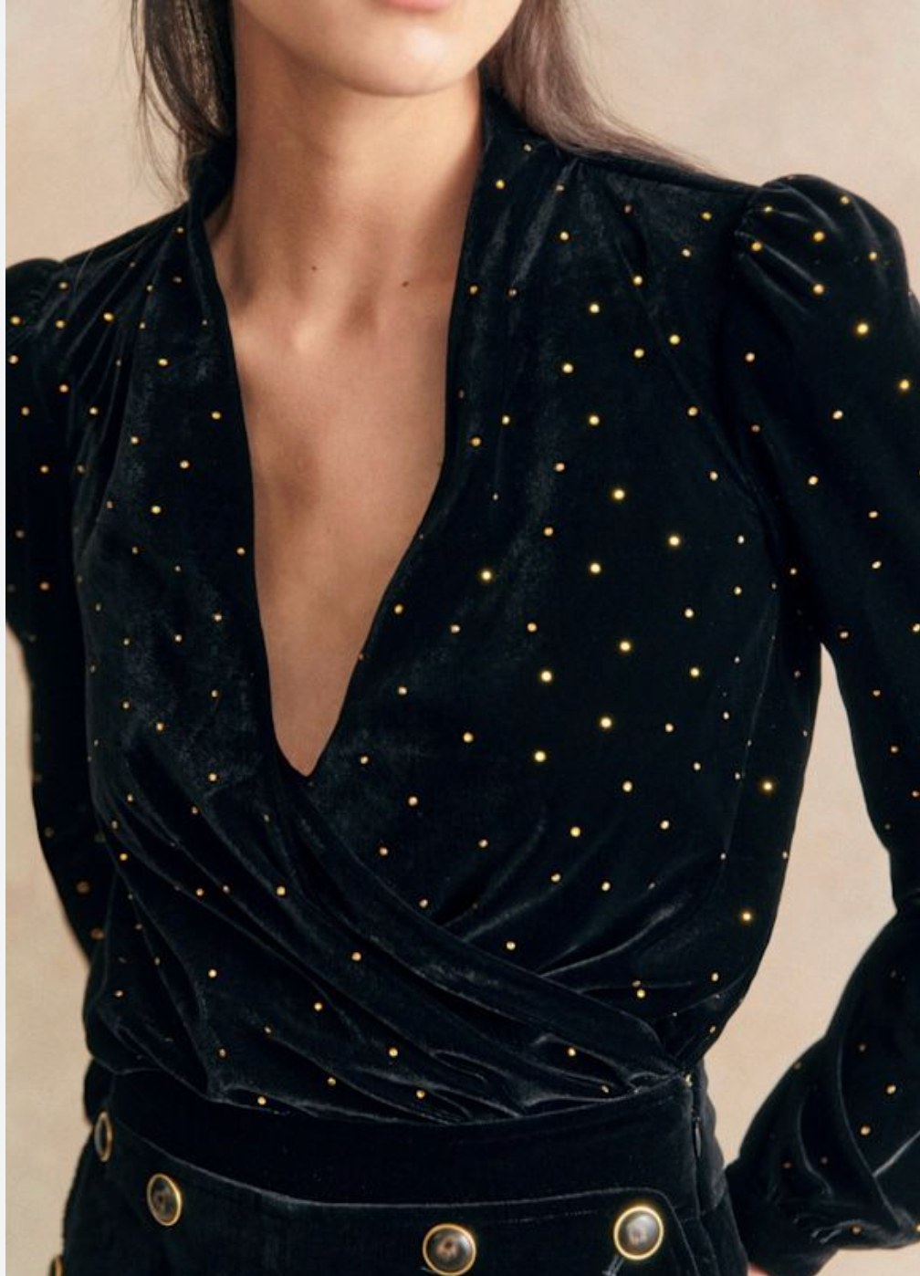 Sezane Abelia Blouse Velvet Noir size 12