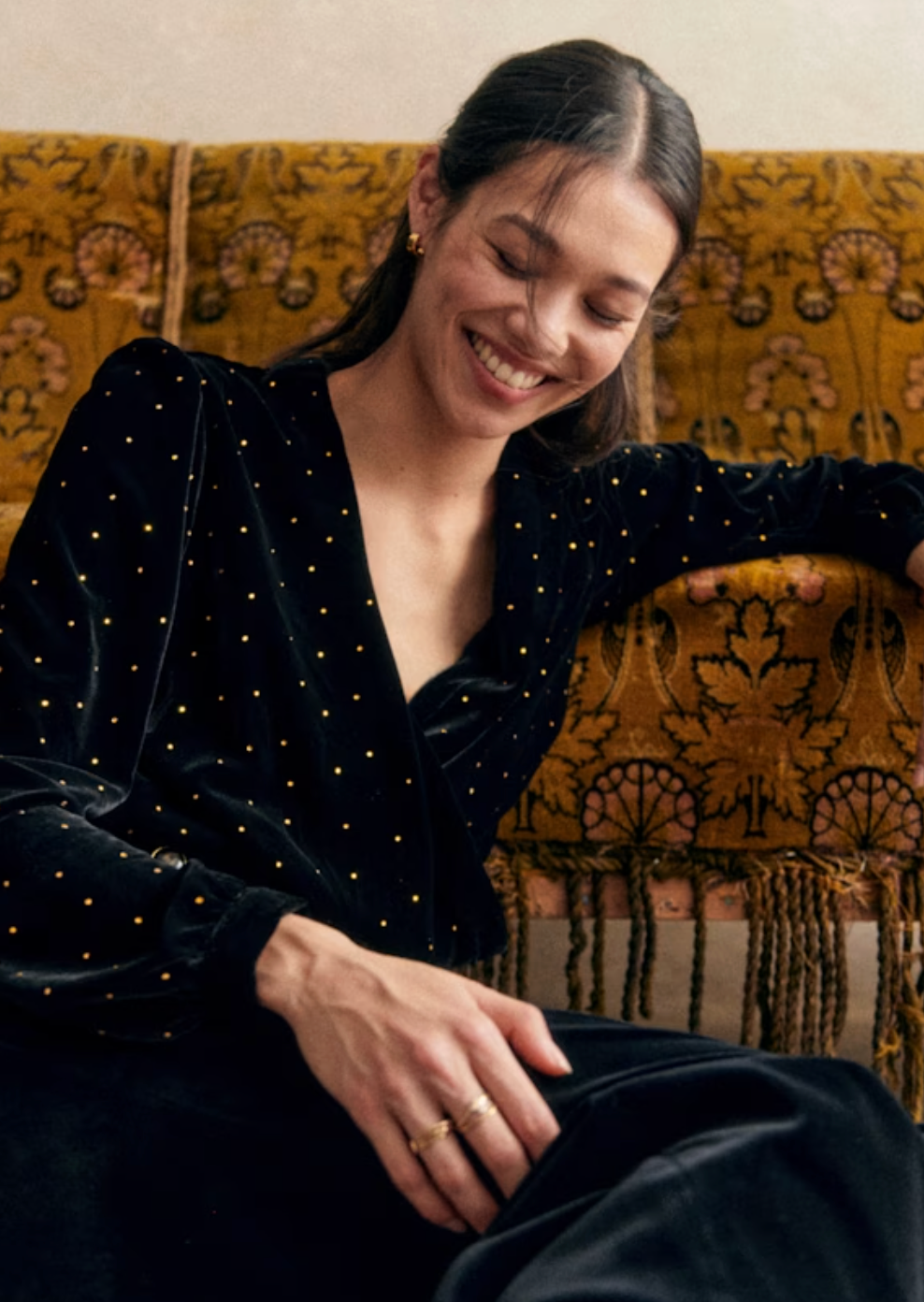 Sezane Abelia Blouse Velvet Noir size 12