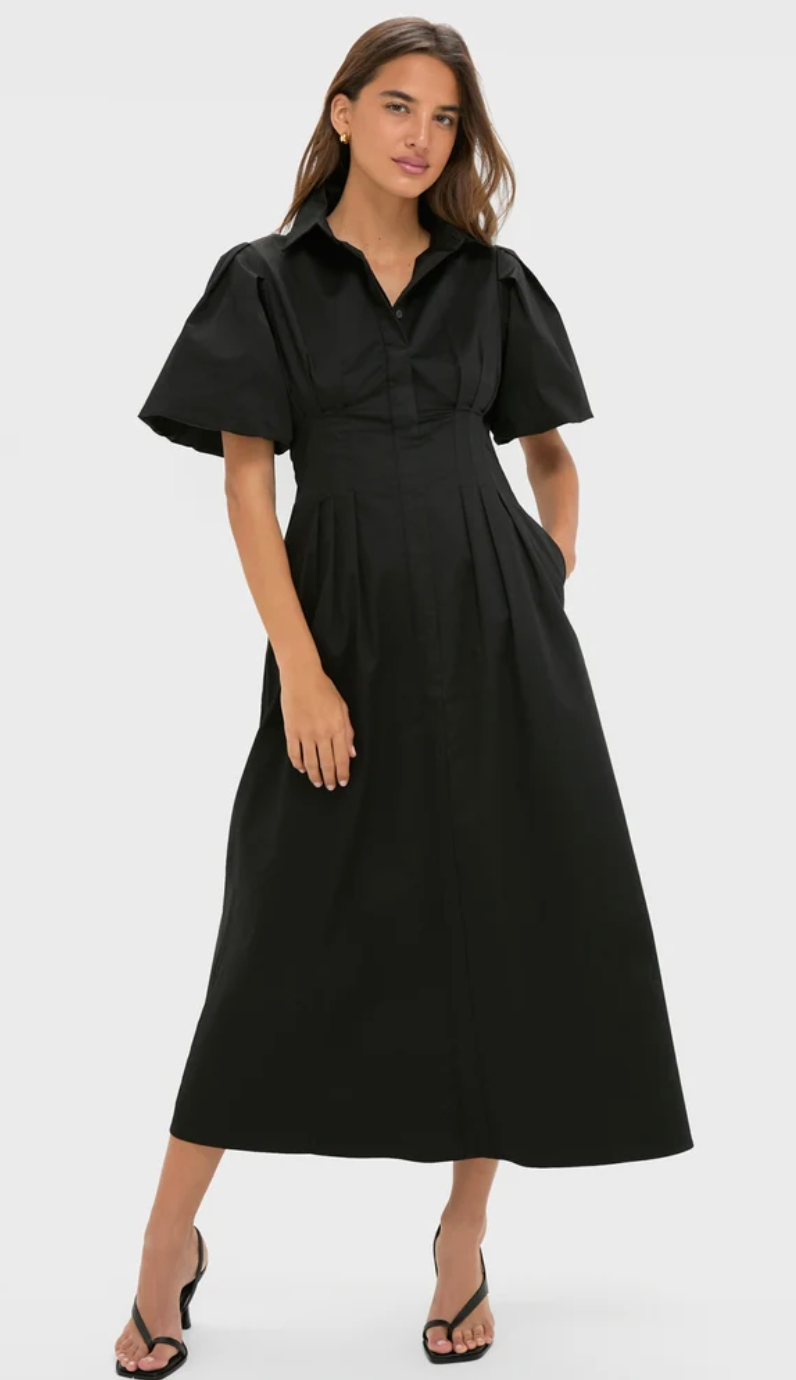 Tuckernuck Black Delaney Midi Dress size S