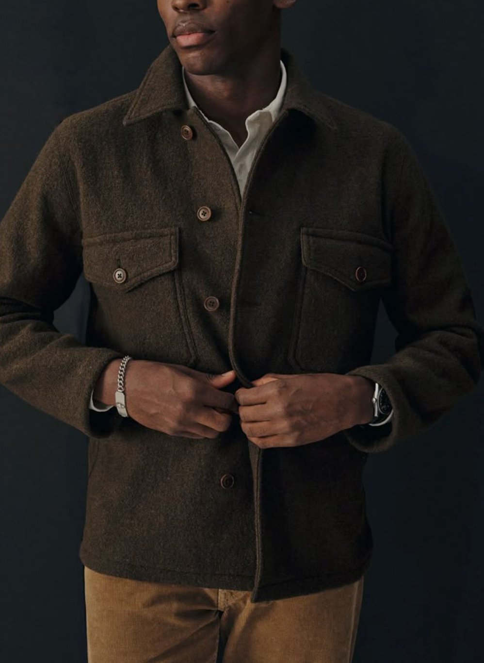 Buck Mason Felted Wool Field Shirt MEN'S size L