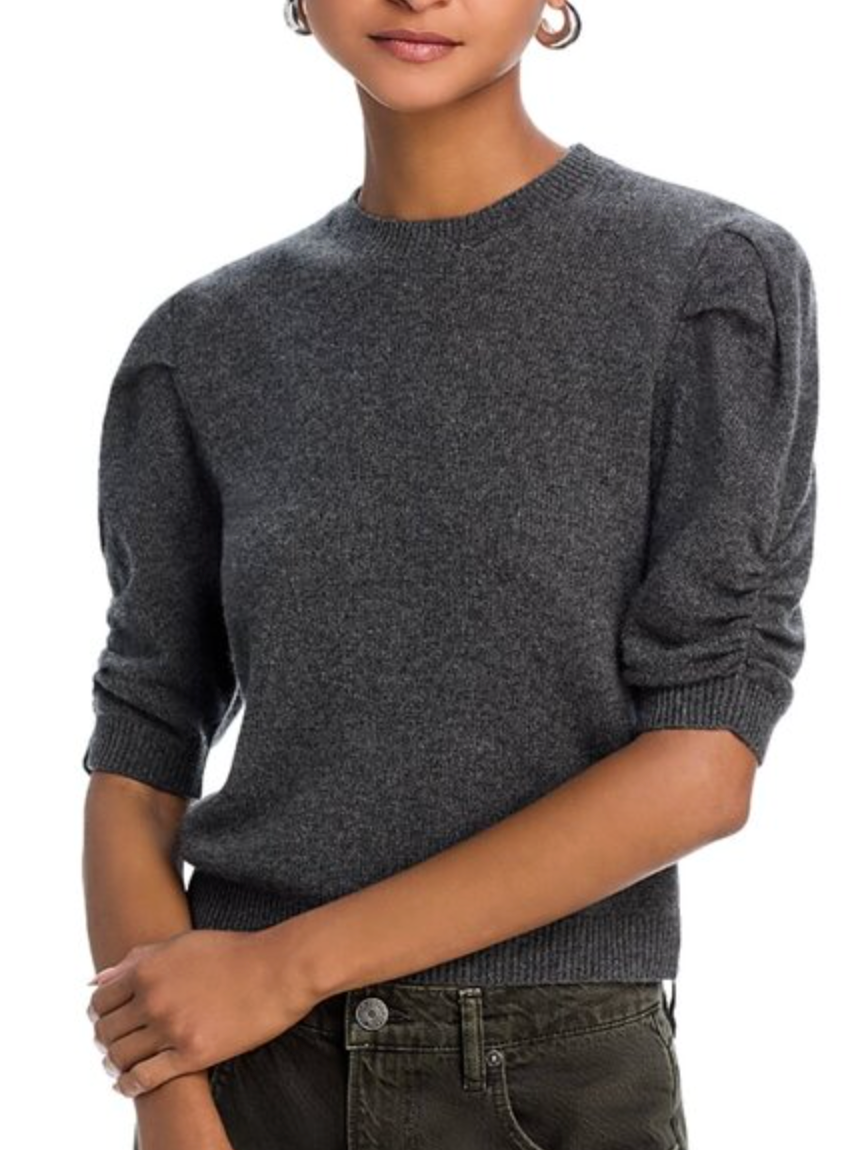 Frame Ruched Sleeve Cashmere Sweater Top size S