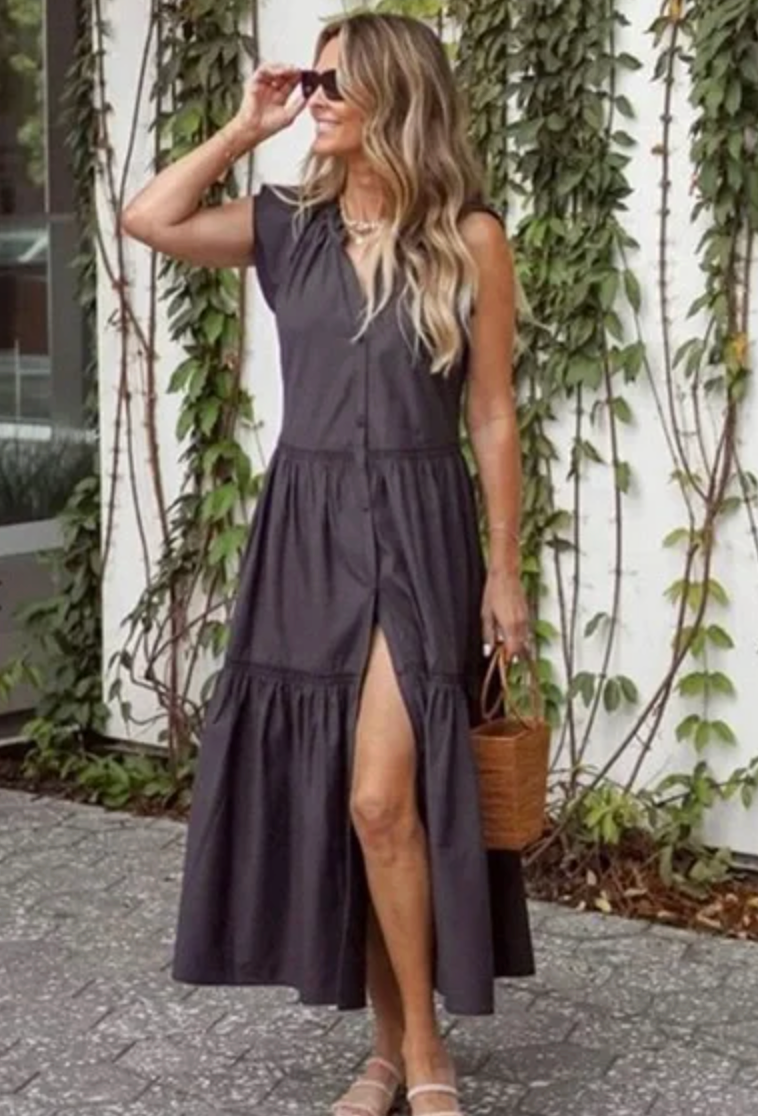 Brochu Walker Santorini Navy Blue Tiered Dress size S