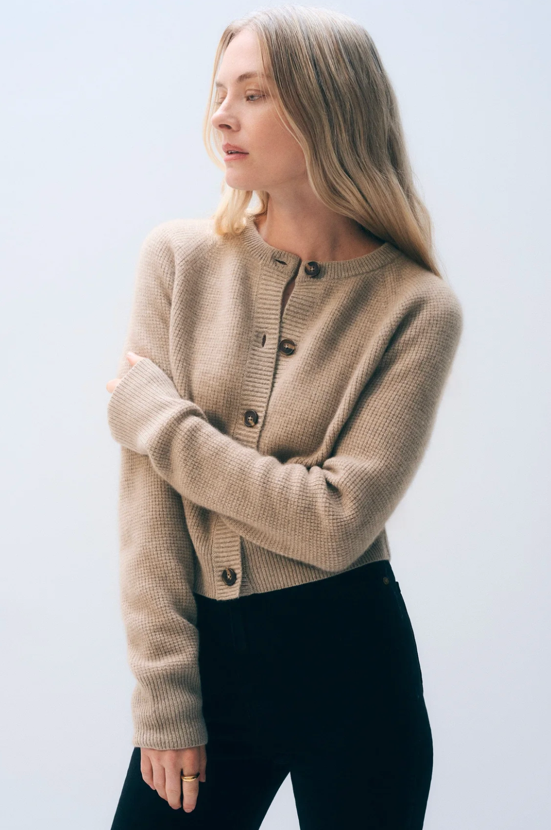 White and Warren Waffle Cashmere Cardigan size S