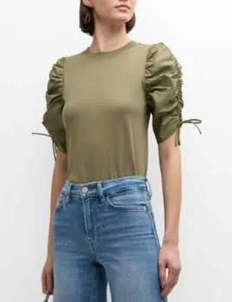Frame Ruched Tie Sleeve Top size XS