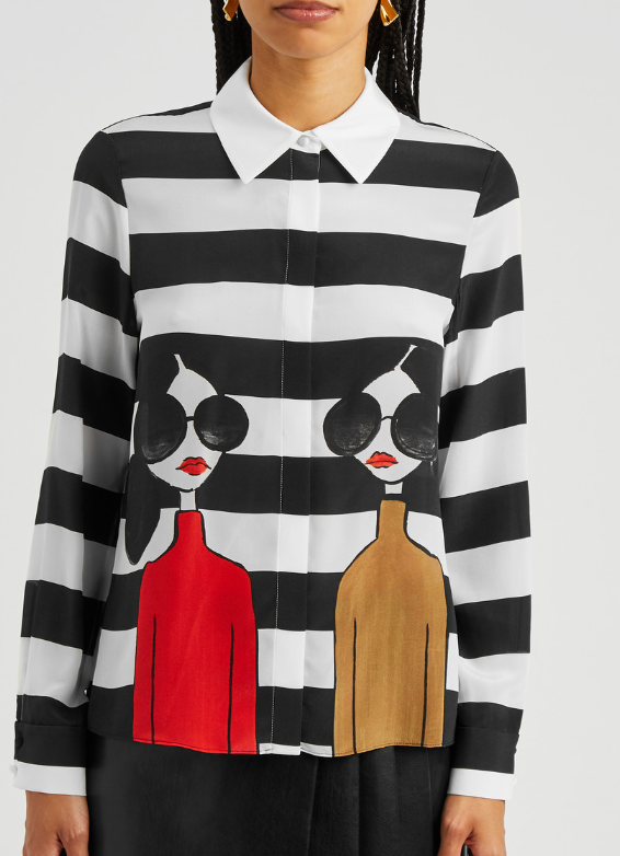 Alice and Olivia Willa Staceface Silk Top size S