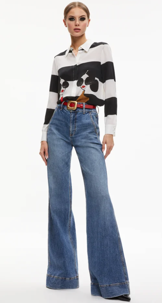 Alice and Olivia Willa Staceface Silk Top size S