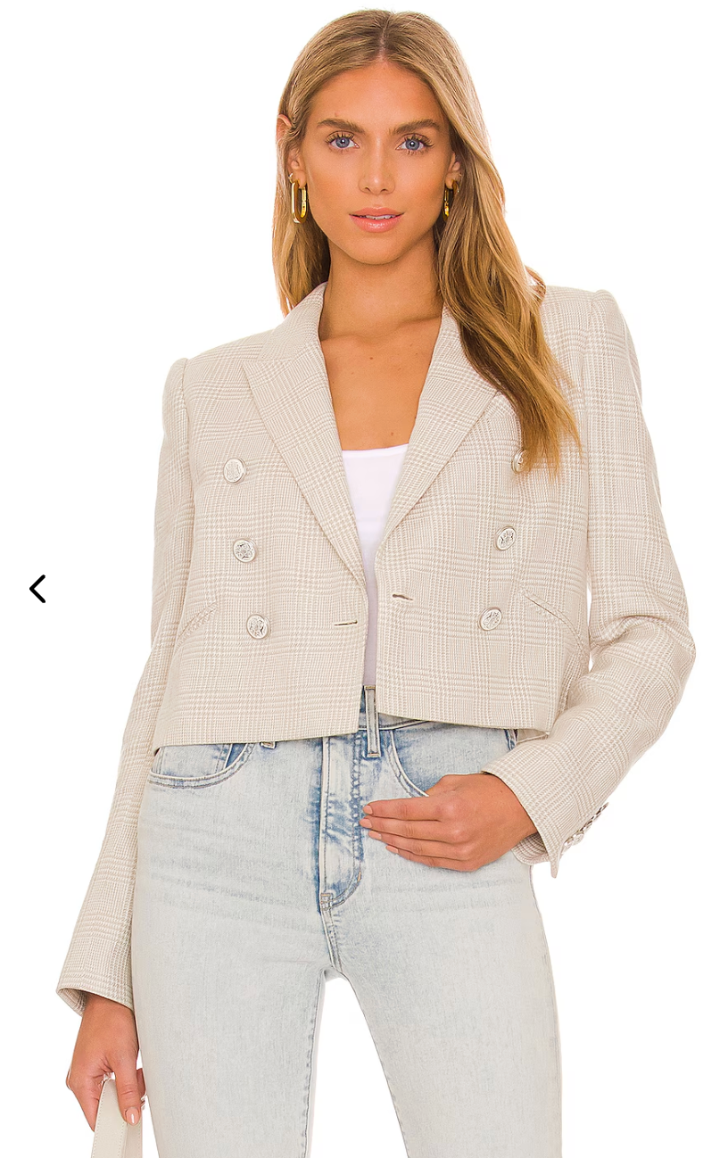 Veronica Beard Nevis Check Jacket in Oatmeal size 8
