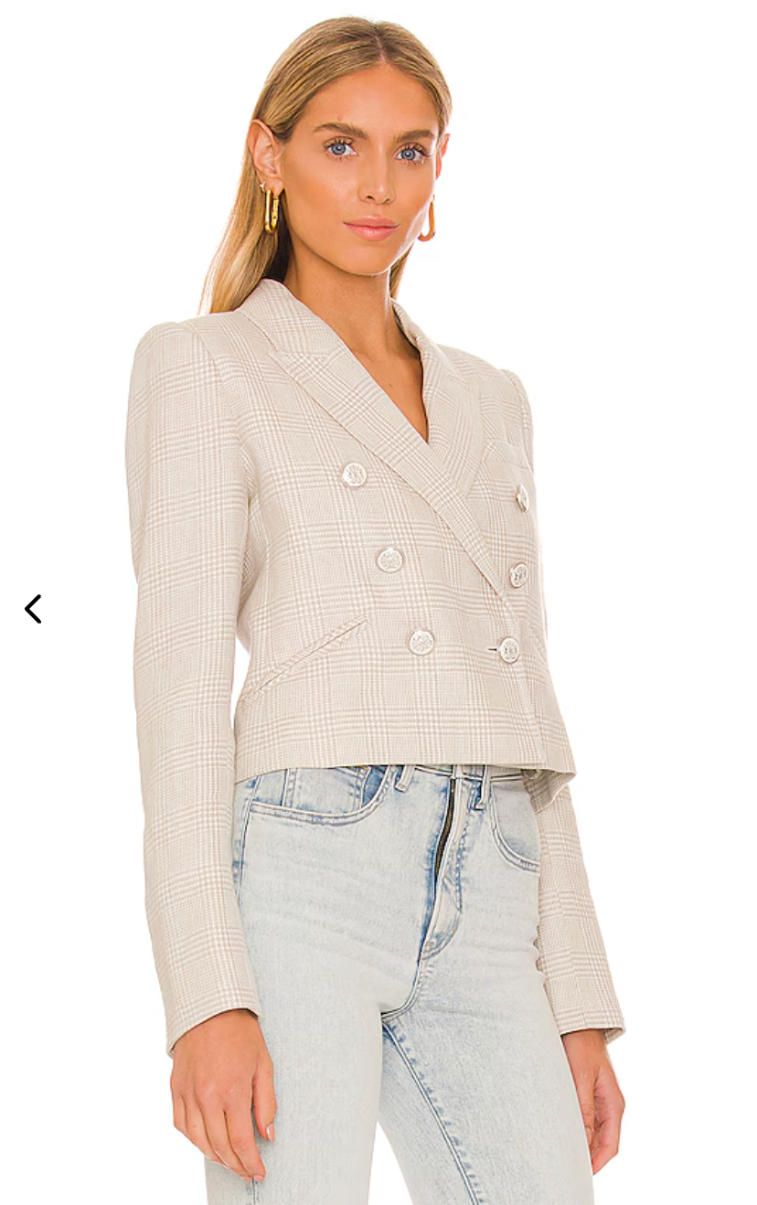 Veronica Beard Nevis Check Jacket in Oatmeal size 8